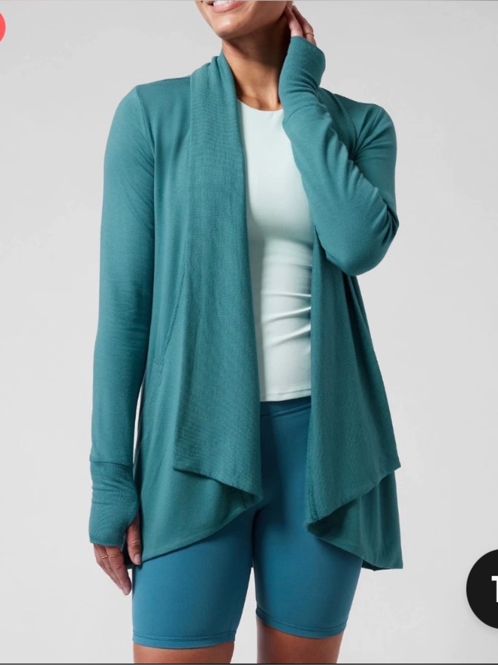 ATHLETA BOREALIS GREEN POCKETS NIRVANA PRANAYAMA WRAP CARDIGAN Sz small